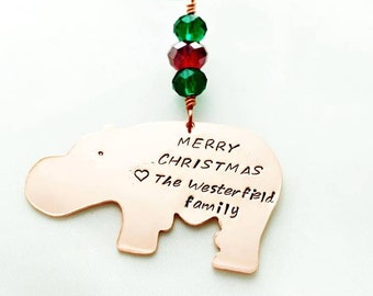 Hippo Christmas Ornament