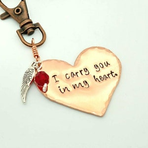 I Carry You In My Heart Remembrance Keychain image 1