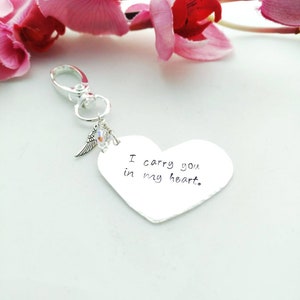 I Carry You In My Heart Remembrance Keychain image 2