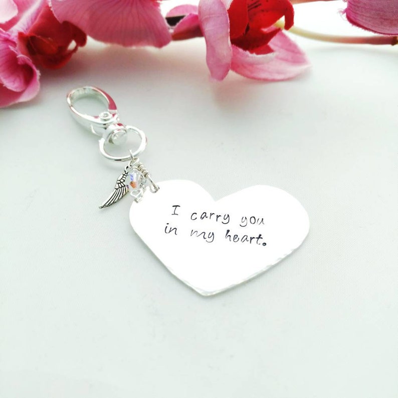 I Carry You In My Heart Remembrance Keychain image 2