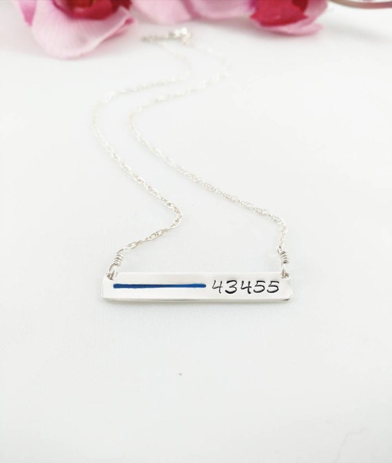 Thin Blue Line Necklace With Badge 