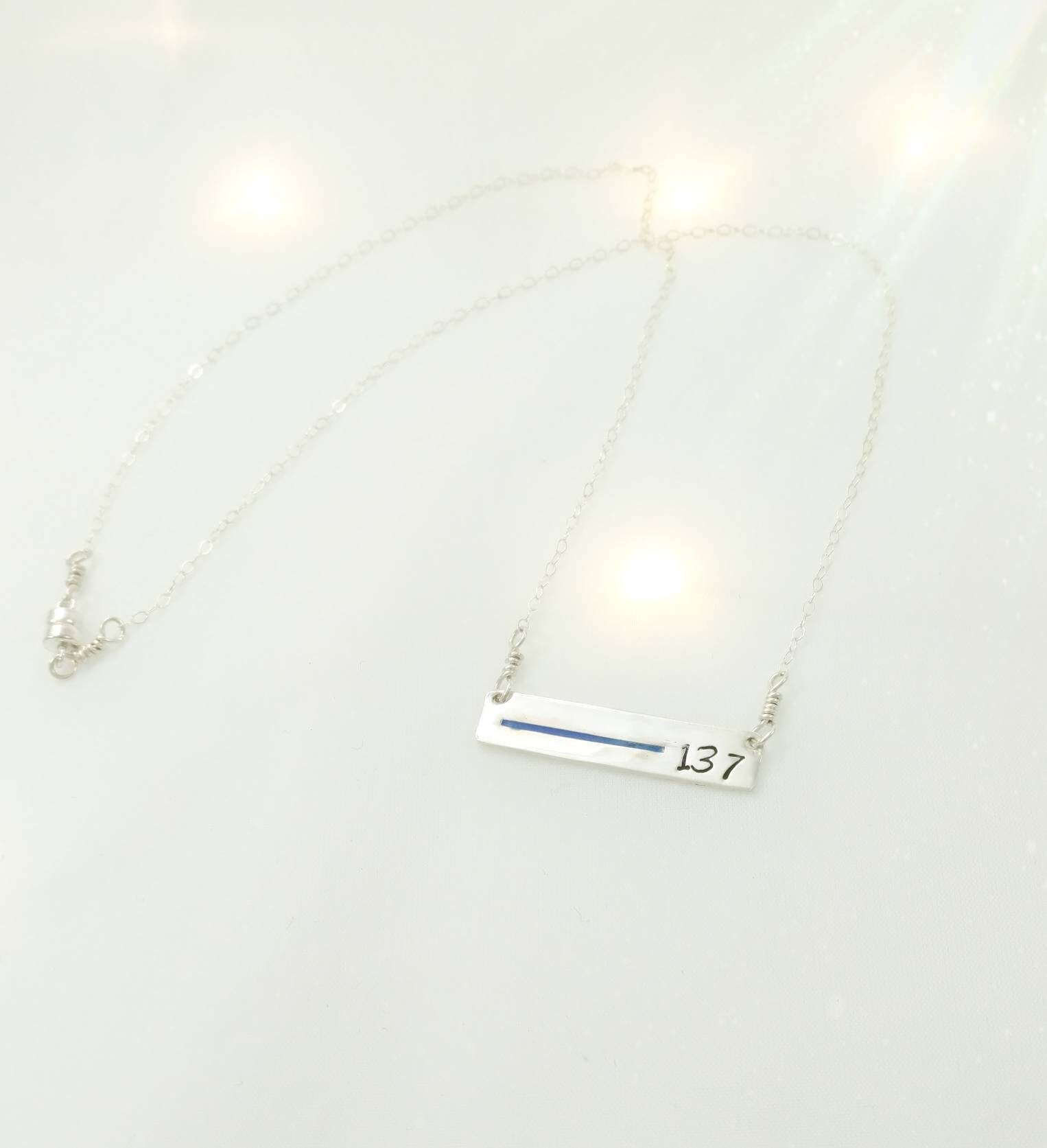 Thin Blue Line Necklace With Badge 