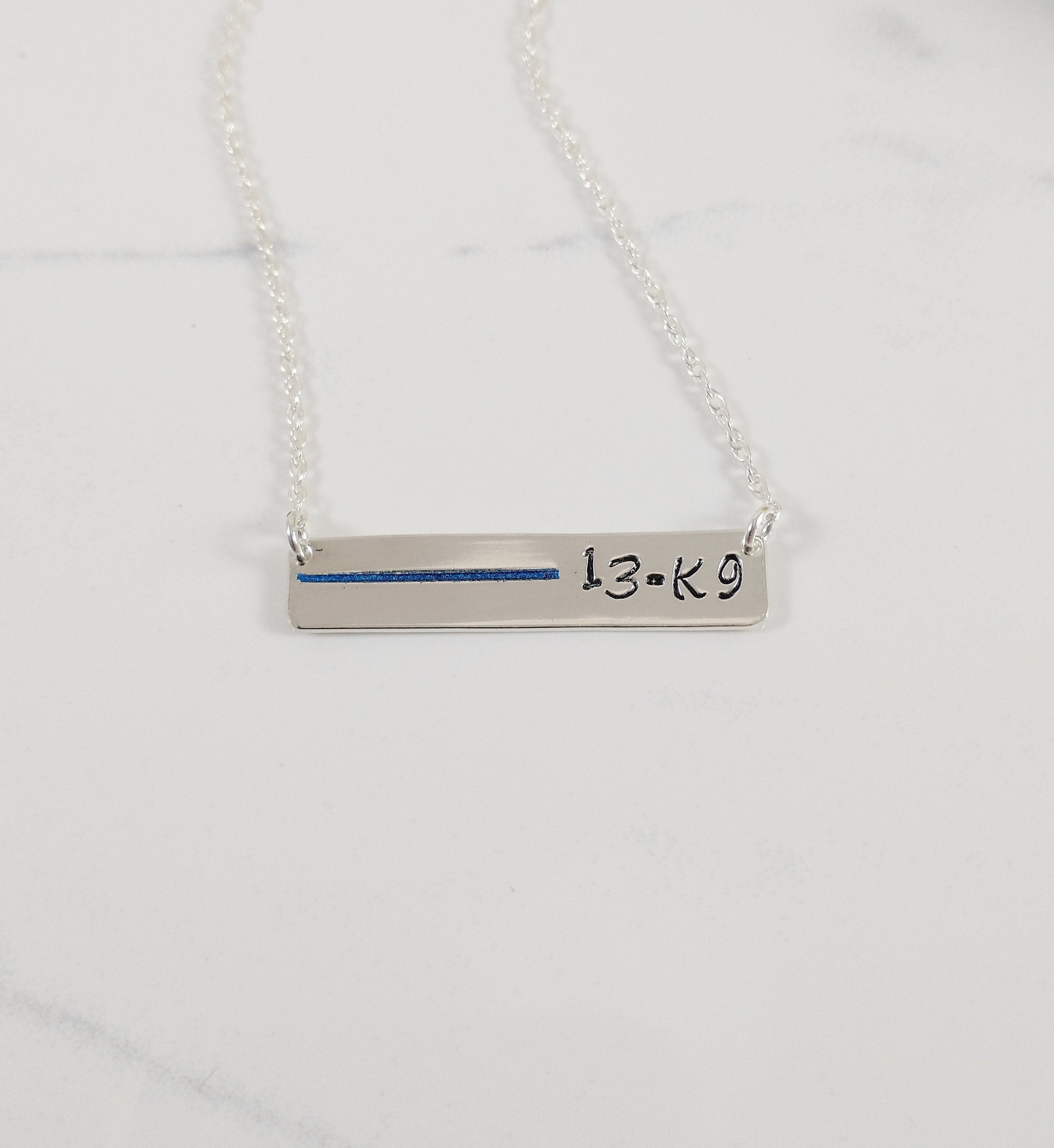 Thin Blue Line Necklace With Badge Number With 4 to 6 Letters or Numbers Etsy Canada