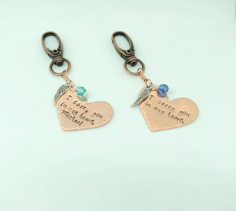 I Carry You In My Heart Remembrance Keychain image 6