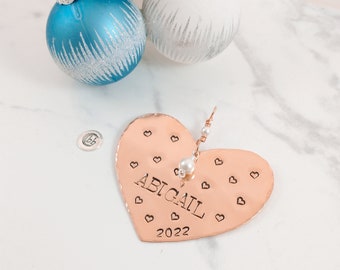 Personalized Name and Date Heart Ornament for Christmas