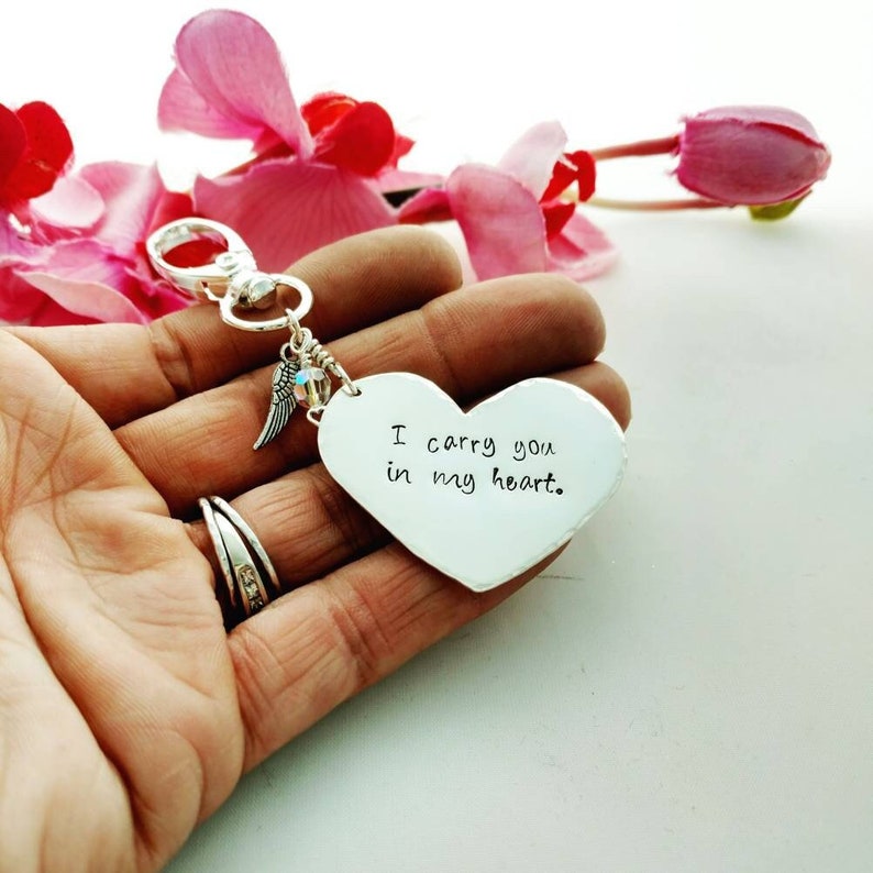 I Carry You In My Heart Remembrance Keychain image 3