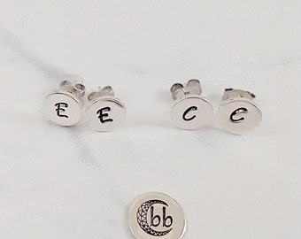 Sterling Silver Initial Stud Earrings