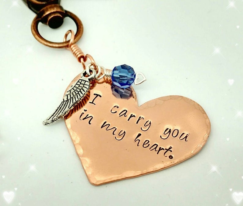 I Carry You In My Heart Remembrance Keychain image 4