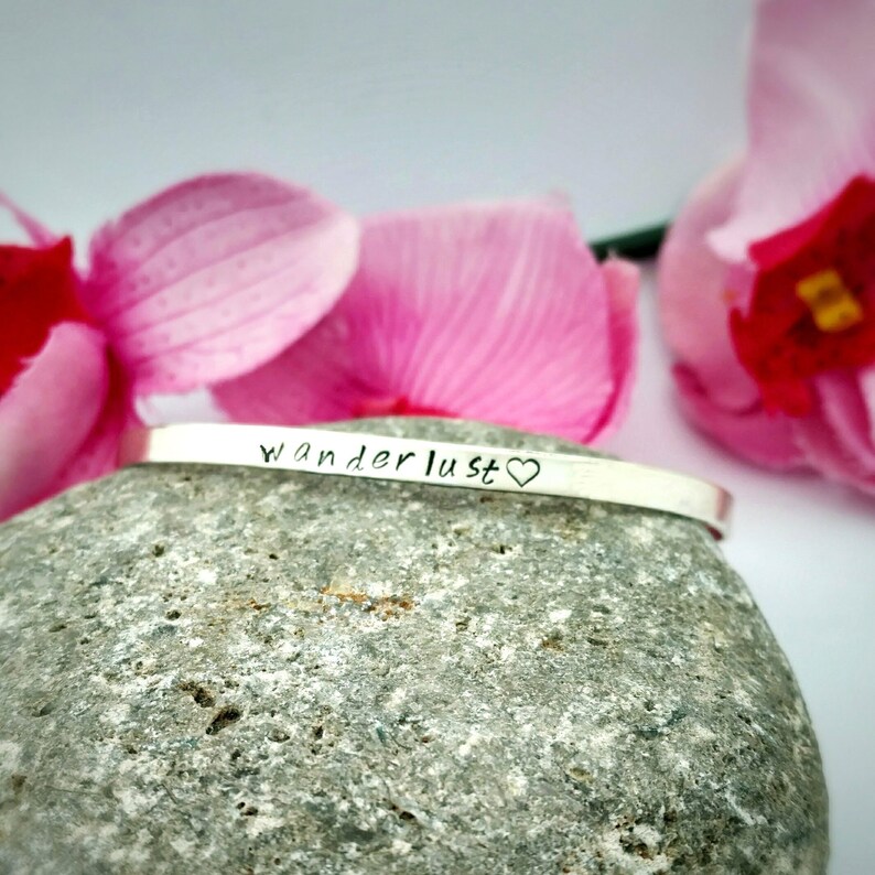 Skinny Personalized Sterling Silver Cuff Bracelet image 1