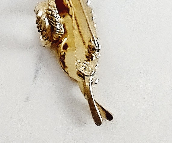 Rare Grosse Vintage Gold Plated Feather Brooch, M… - image 5