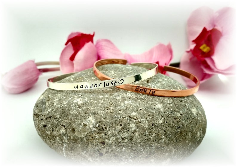 Skinny Personalized Sterling Silver Cuff Bracelet image 2