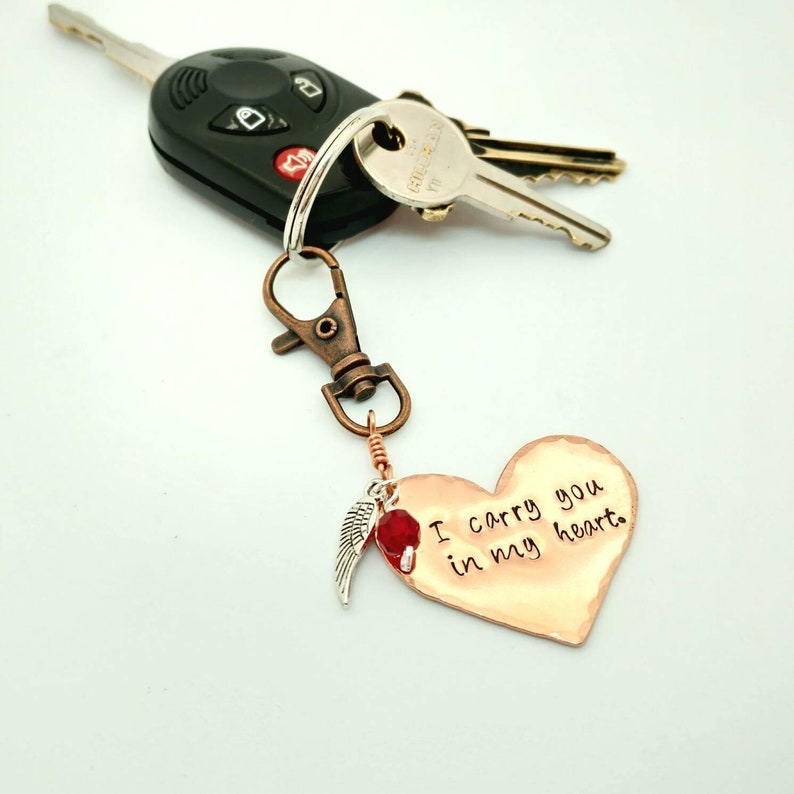 I Carry You In My Heart Remembrance Keychain image 1
