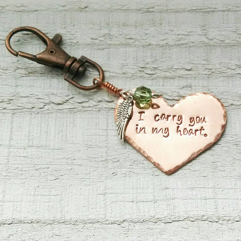 I Carry You In My Heart Remembrance Keychain image 7