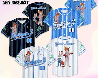 Camiseta de béisbol personalizada de Zootopia 2, camiseta de béisbol personalizada de Zootopia de Disney, camisetas familiares de Disney, atuendos de equipo a juego