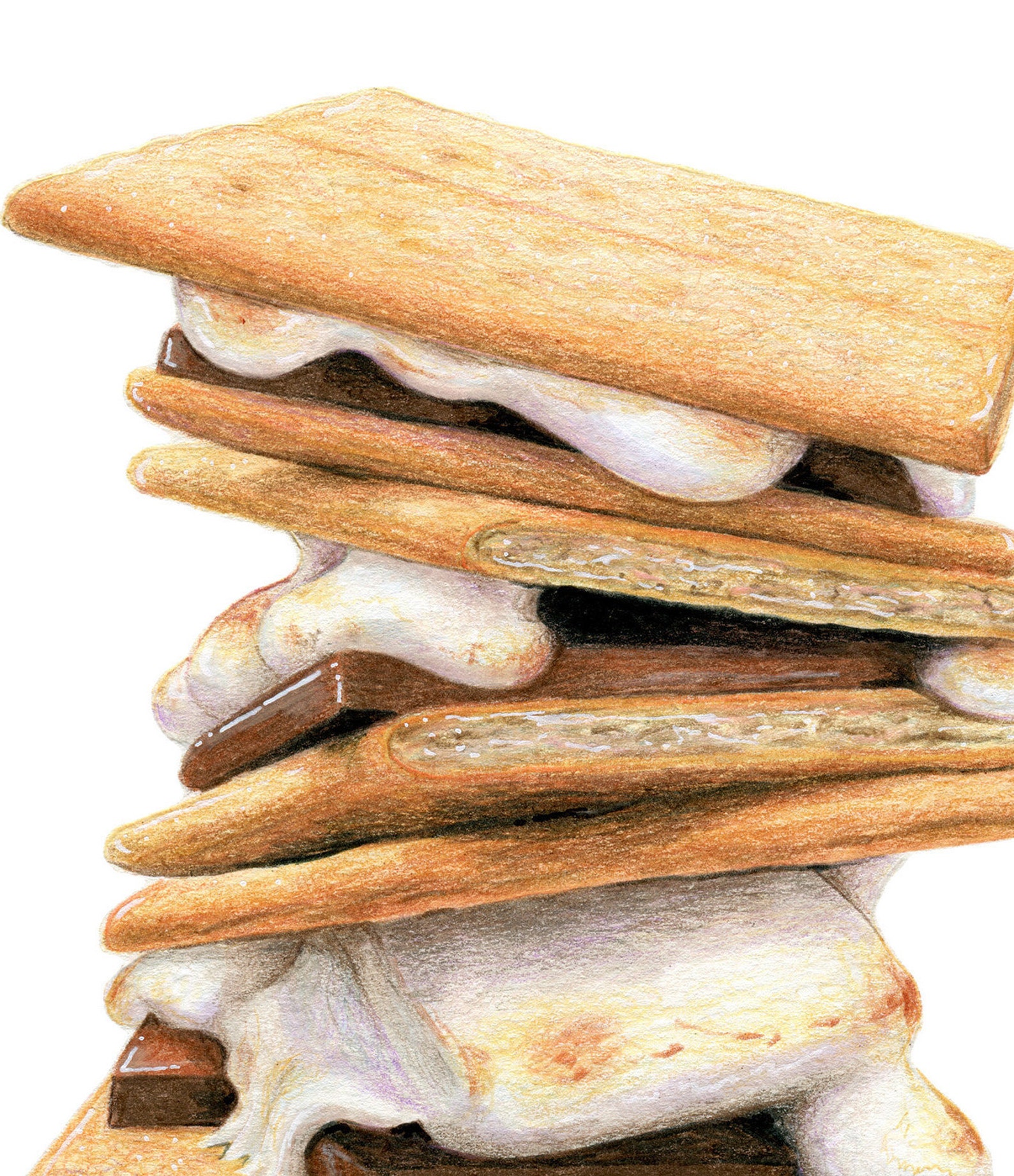 S'mores Food Illustration Giclee Art print Etsy