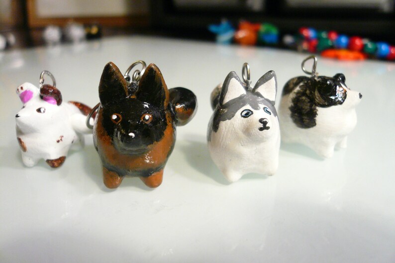 Kawaii charms cute keychain pendant polymer clay Dog | Etsy