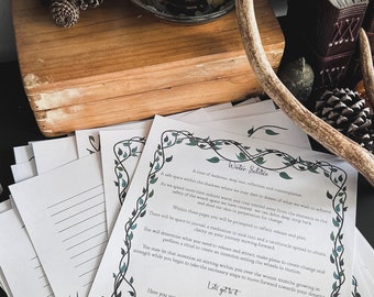 Winter Solstice Worksheets - Digital listing to print for your Grimoire / Book of Shadows