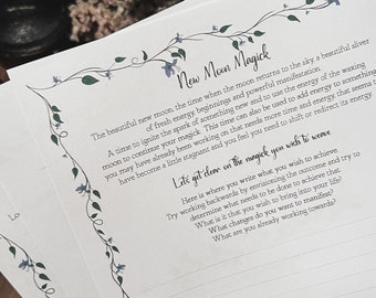 New Moon Worksheets - Digital listing to print for your Grimoire / Book of Shadows