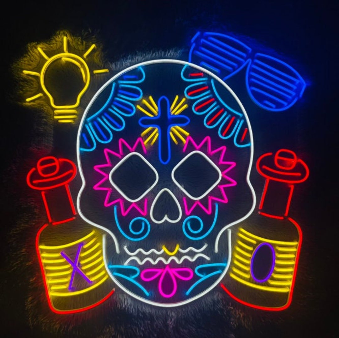 Skull Neon Signs Custom Neon Sign Calavera Skull Led Sign Etsy