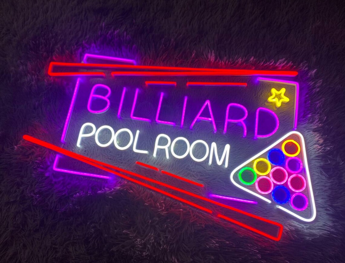 Pool Hall Neon Sign / Pool Room Led Sign / Billards Room Neon Etsy