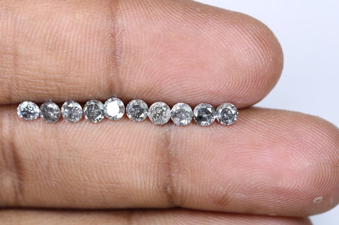 For Eternity Ring Salt and Pepper Diamonds Round Brilliant Cut Etsy