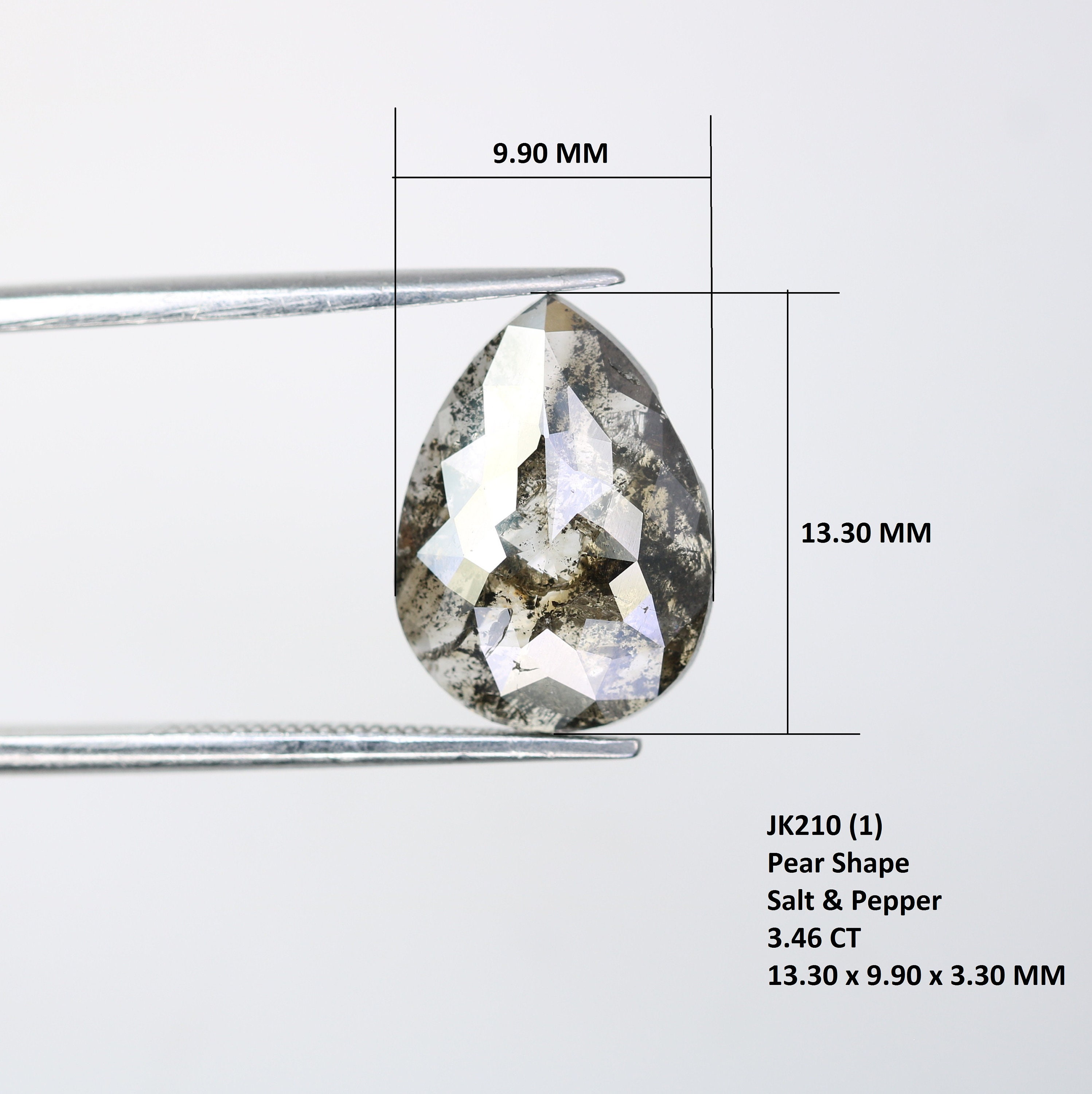 3.46 CT 13.30 MM Salt And Pepper Pear Shape Diamond For Etsy