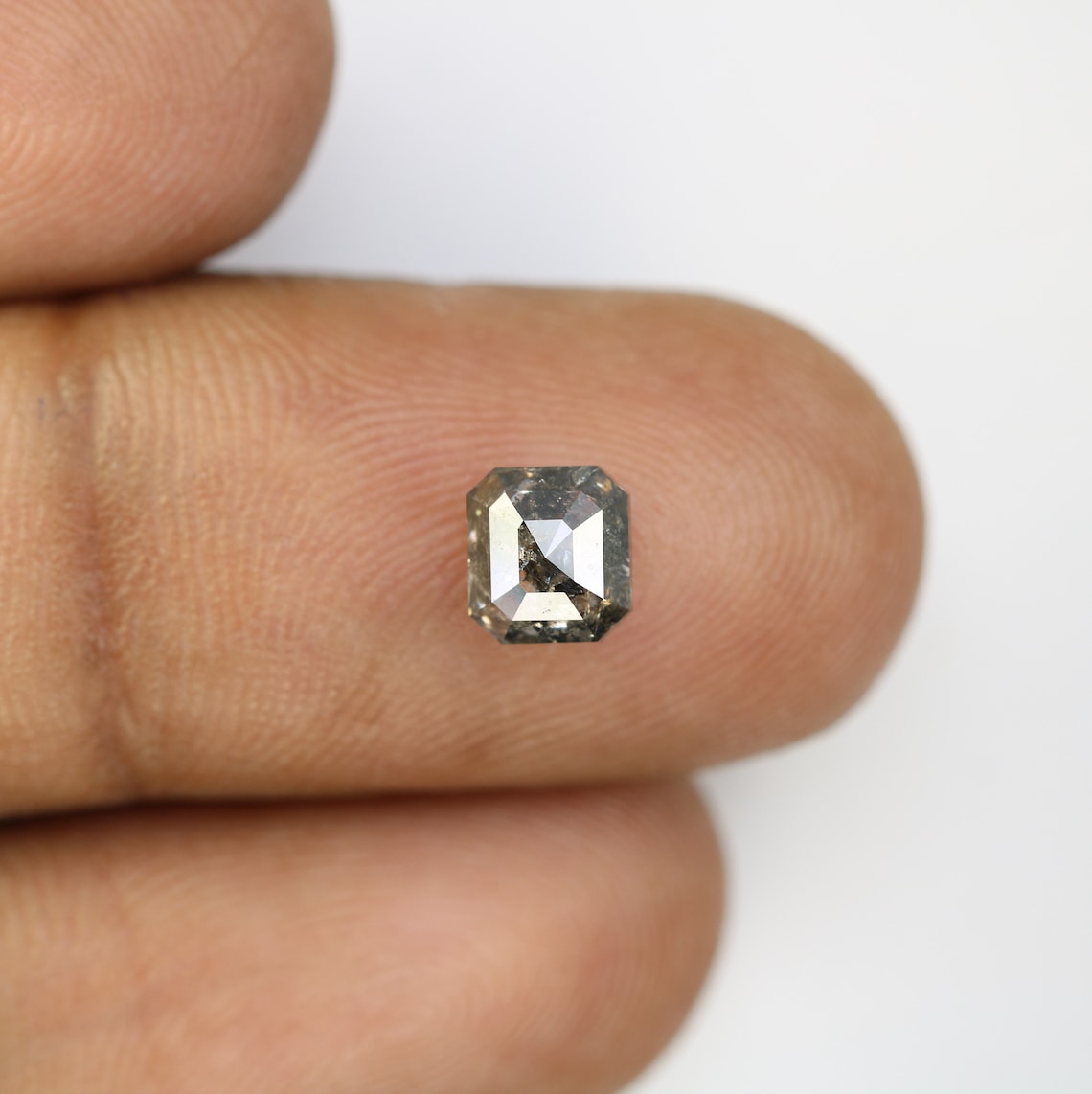 1.37 CT Emerald Cut Salt And Pepper Diamond For Engagement Etsy