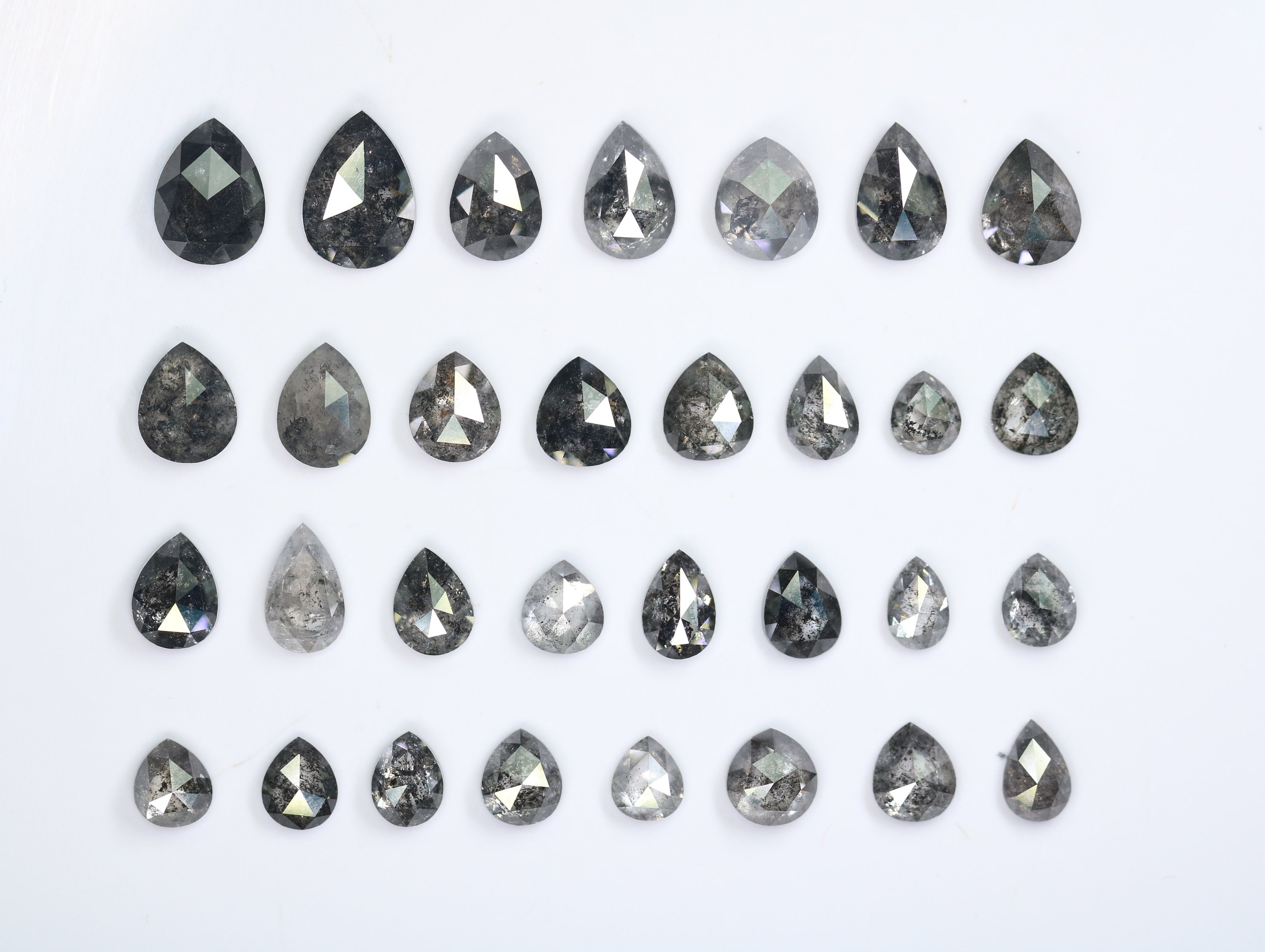 Pear Salt and Pepper Diamond Black Gray Diamonds JK00084 Etsy