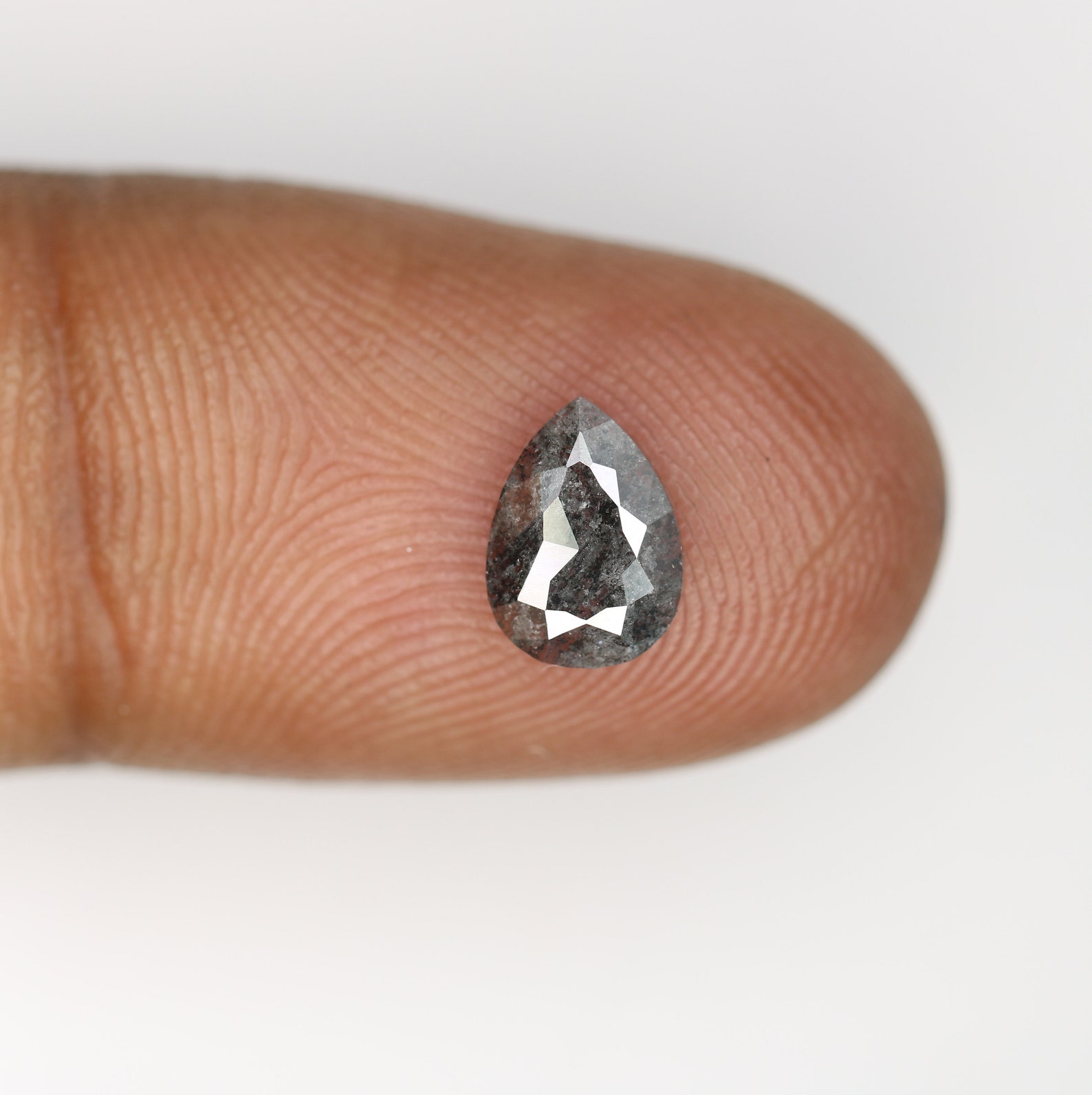 0.73 CT Salt and Pepper Pear Cut Diamond For Engagement Ring Etsy