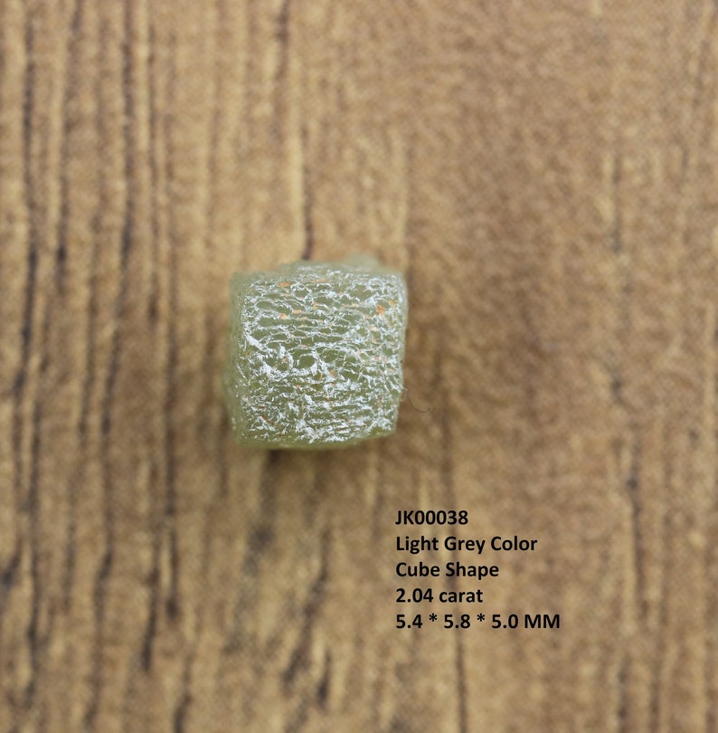 Congo Cube Rough Natural Light Grey Color African Diamond for jewelry use and for making engagement wedding ring and necklaces 2.04 Carat