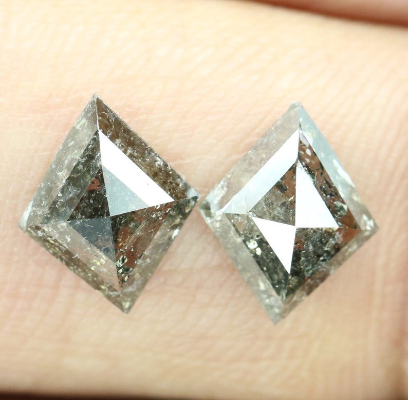 0.97 CT Kite Cut Diamond Salt And Pepper Diamond Natural Etsy