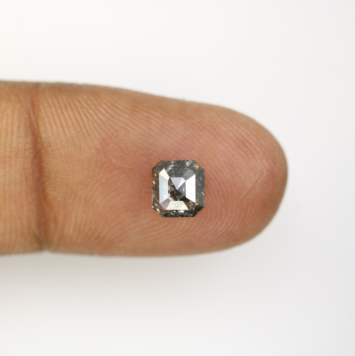 1.37 CT Emerald Cut Salt And Pepper Diamond For Engagement Etsy