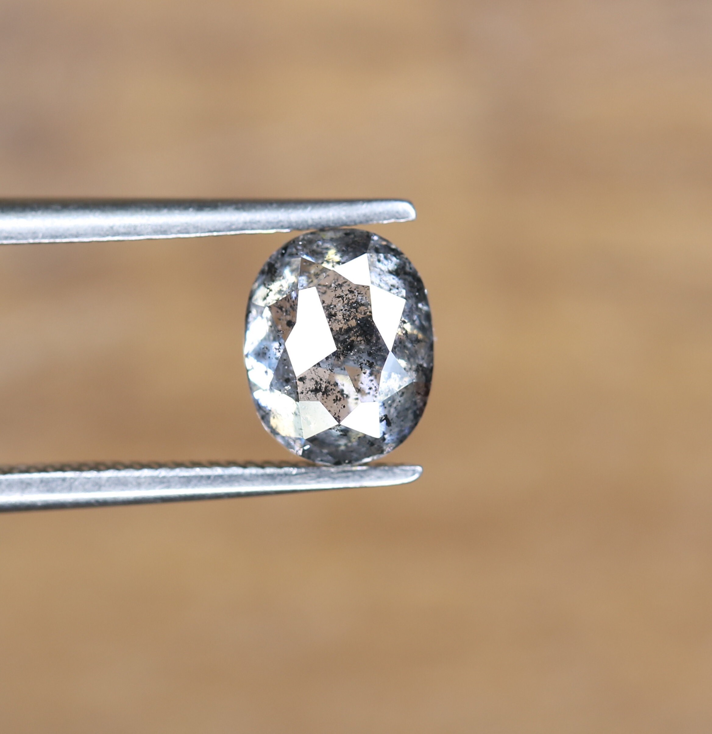 1.37 CT Salt and Pepper Oval Shape Diamond for Engagement Ring Etsy