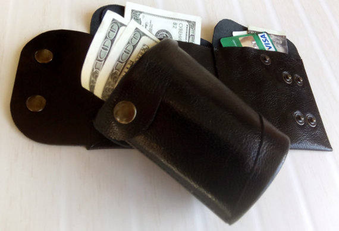 Hidden wallet Smart wallet Free wallet Black real leather Etsy