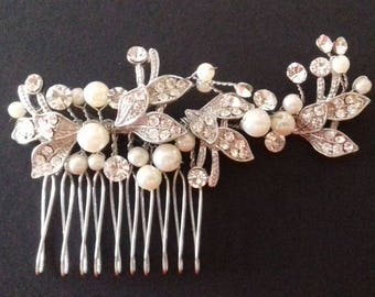 Pearls rhinestones comb, Bride haircomb, Bridal haircomb, Bridal accessories, Bridal hair, Bridal hairpiece, Wedding accessories