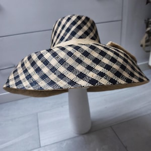 Handmade Natural Raffia Hat with Plant-Based Dye, Lightweight, Foldable Raffia Hat with Adjustable Lining
