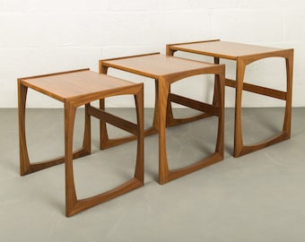 Nest of three retro teak coffee tables - G-Plan Quadrille