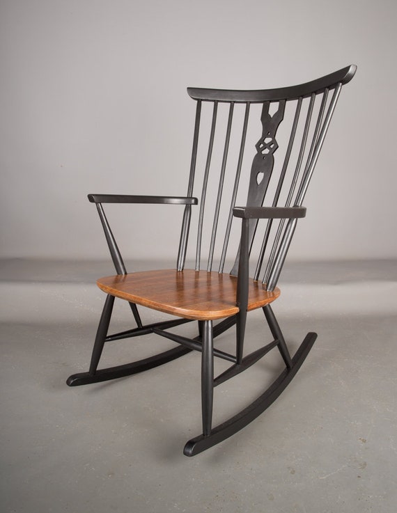 Windsor Style Rocking Chair Mid Century Retro Etsy