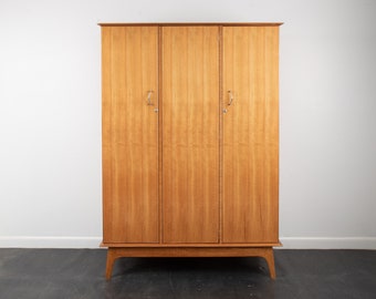 Alfred Cox Triple Wardrobe Walnut Mid century Vintage Retro Furniture