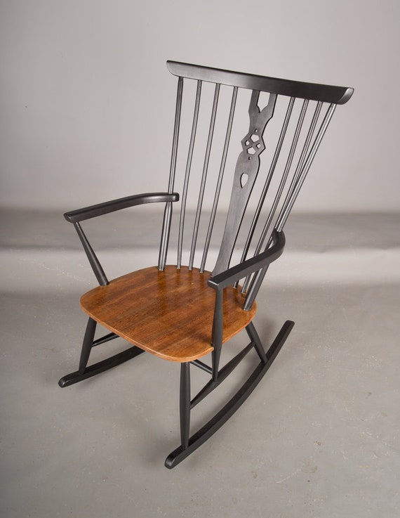 Windsor Style Rocking Chair Mid Century Retro Etsy