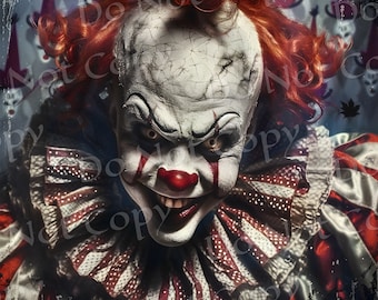 Diseño digital para vasos con payaso terrorífico, ideal para Halloween (descarga digital).