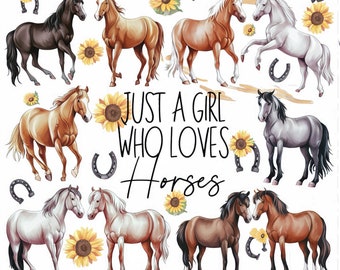 Envoltura para vaso de sublimación sin costuras "Just a Girl Who Loves Horses", descarga instantánea