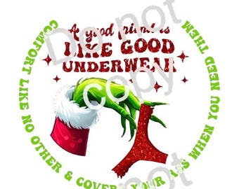 Un buen amigo es como una buena ropa interior. Adorno navideño divertido PNG (Descarga digital).