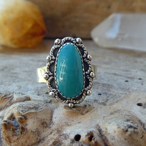 Turquoise sterling silver ring // Size 8.25 // Turquoise jewelry // Sterling silver jewelry // Metaphysical // Fox Turquoise