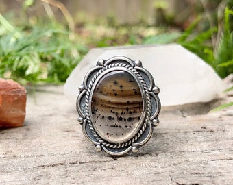 Montana Agate sterling silver ring // Size 8.75 // Handmade // Metaphysical jewelry // agate jewelry