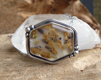 Floral sterling silver necklace // 18" chain // Iolite jewelry // silver jewelry // Handmade