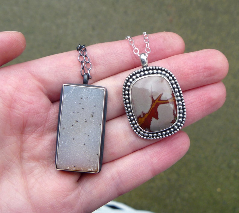 Noreena Jasper sterling silver necklace // 18" chain // Metaphysical // Handmade // Jasper jewelry // Red Jasper // Stone jewelry image 5
