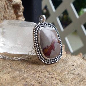 Noreena Jasper sterling silver necklace // 18" chain // Metaphysical // Handmade // Jasper jewelry // Red Jasper // Stone jewelry image 2