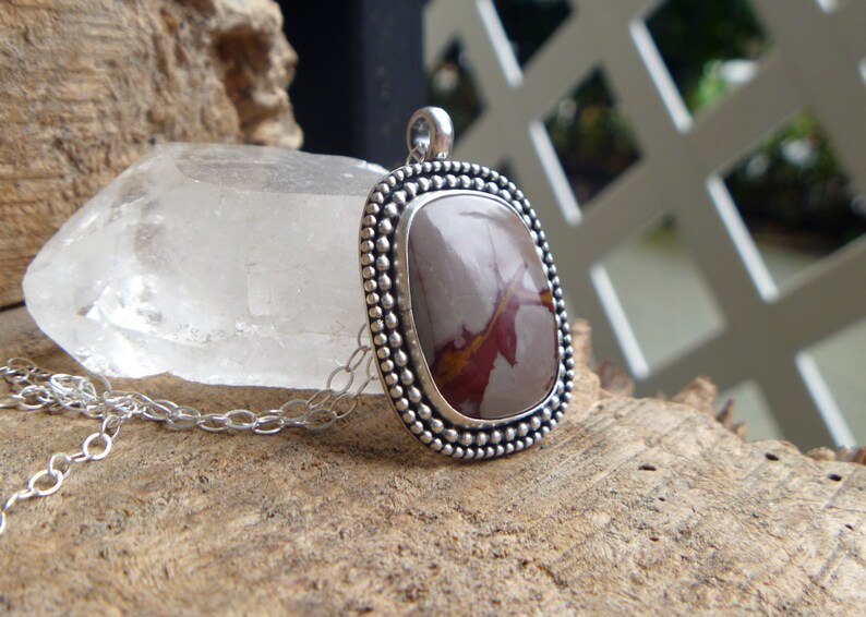 Noreena Jasper sterling silver necklace // 18" chain // Metaphysical // Handmade // Jasper jewelry // Red Jasper // Stone jewelry image 2