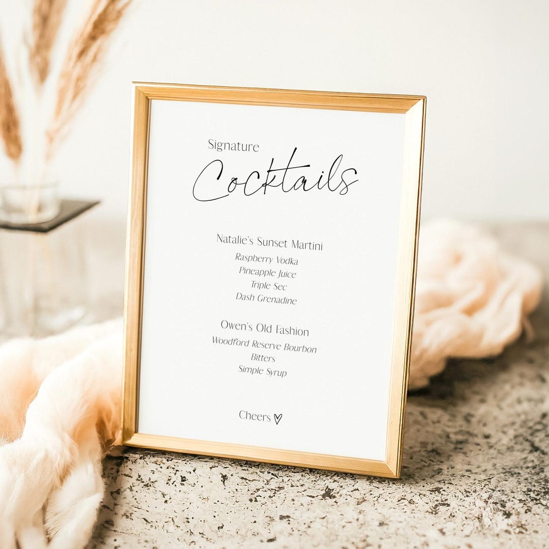 The Bar Menu, Script Bar Menu Template, Wedding Bar Menu Template ...